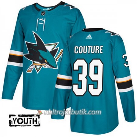 Barn Ishockey San Jose Sharks Tröja Logan Couture 39 Adidas 2017-2018 Teal Authentic